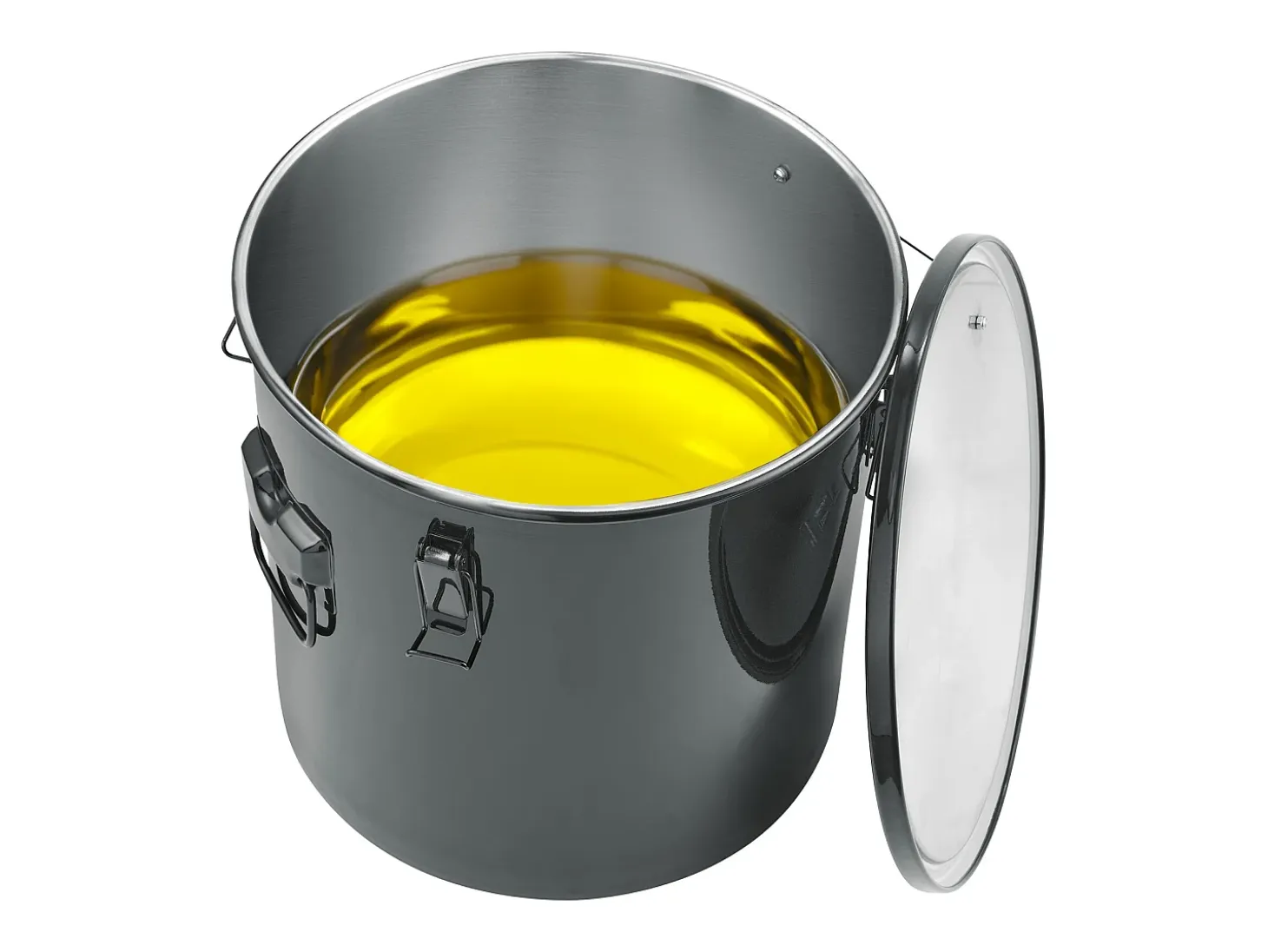 Balde de Grasa SucceBuy para Freidora, Balde de 37 L con Bolsa Filtro, Negro, Acero al Carbono con Recubrimiento Antioxidante