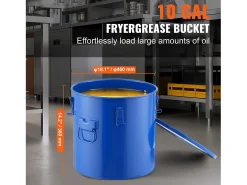 Balde de Grasa SucceBuy para Freidora, 37 L, Bac de Aceite con Bolsa Filtro, Azul, Acero al Carbono con Recubrimiento Antioxidante