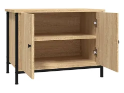 Ballyknockan Mueble de TV con puertas roble Sonoma 60x35x45 cm madera de ingeniería