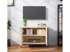 Ballyknockan Mueble de TV con puertas roble Sonoma 60x35x45 cm madera de ingeniería