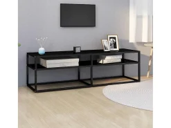 Ballypatrick Mueble para TV vidrio templado negro 140x40x40,5 cm