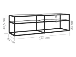 Ballypatrick Mueble para TV vidrio templado transparente 140x40x40,5 cm
