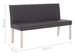 Banco 139,5 cm Piel Sintética Gris