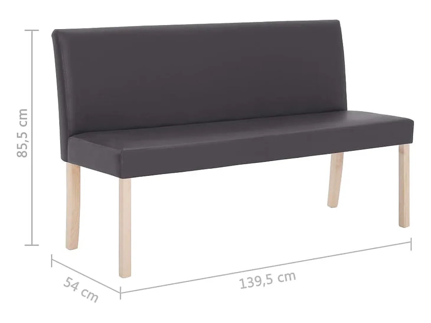 Banco 139,5 cm Piel Sintética Gris