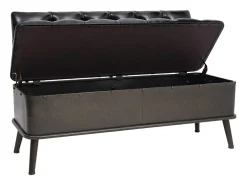 Banco almacenaje con respaldo 110 cm Piel sintética negra