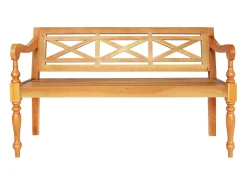 Banco Batavia 123 cm Madera maciza de caoba Marrón claro