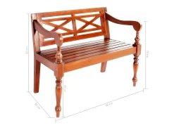 Banco Batavia 98 cm Madera Maciza de Caoba Marrón Oscuro