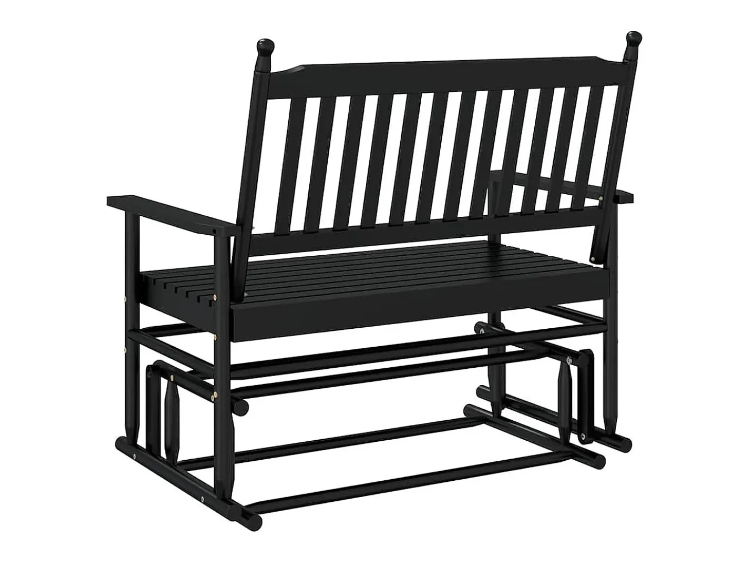 Banco columpio negro 118x70x104,5 cm madera maciza de álamo