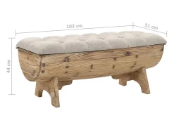 Banco con almacenaje Madera maciza y tela 103 x 51 x 44 cm