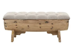 Banco con almacenaje Madera maciza y tela 103 x 51 x 44 cm