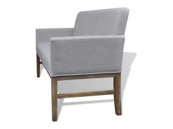 Banco con cojín acolchado madera de caucho tela gris claro