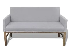 Banco con cojín acolchado madera de caucho tela gris claro