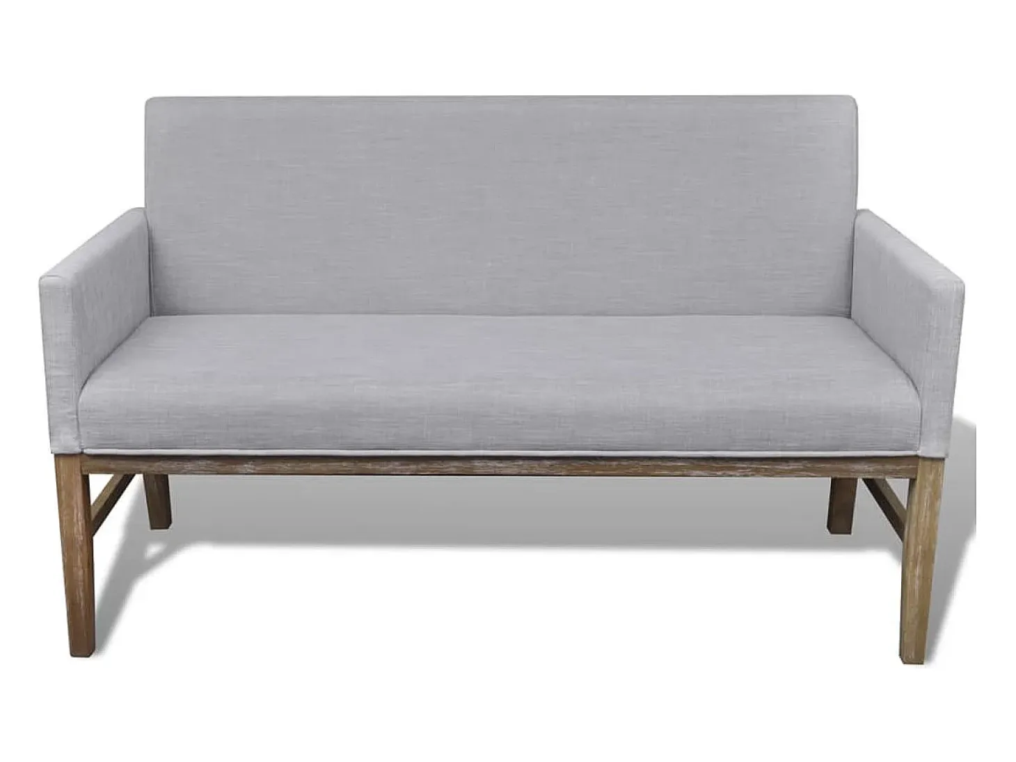 Banco con cojín acolchado madera de caucho tela gris claro