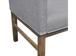 Banco con cojín acolchado madera de caucho tela gris claro
