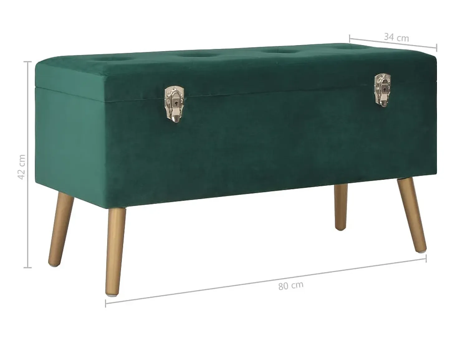 Banco con compartimento de almacenaje 80 cm Terciopelo Verde