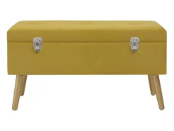 Banco con compartimento de almacenaje 80cm Terciopelo amarillo mostaza