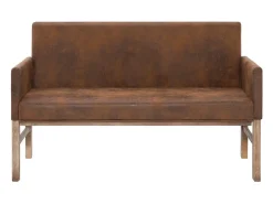 Banco con reposabrazos 140 cm Polipiel Ante Marrón
