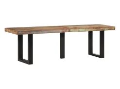 Banco de 160 cm fabricado en madera maciza recuperada y acero.