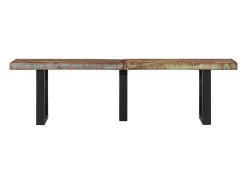 Banco de 160 cm fabricado en madera maciza recuperada y acero.