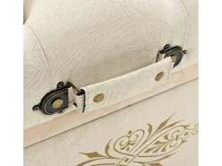 Banco de almacenaje 110 cm Crema Madera maciza de abeto y tela