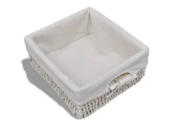 Banco de almacenaje Blanco 62x33x42 cm Madera de Paulownia