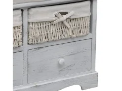 Banco de almacenaje Blanco 62x33x42 cm Madera de Paulownia