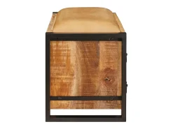 Banco de almacenaje con cajón de madera maciza de mango marrón