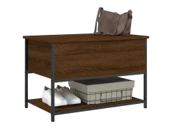 Banco de almacenaje de roble marrón 70x42,5x47 cm madera de ingeniería