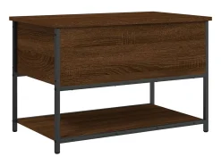 Banco de almacenaje de roble marrón 70x42,5x47 cm madera de ingeniería