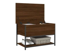 Banco de almacenaje de roble marrón 70x42,5x47 cm madera de ingeniería