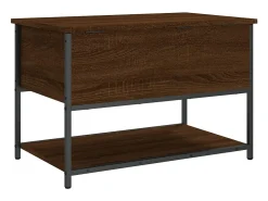 Banco de almacenaje de roble marrón 70x42,5x47 cm madera de ingeniería