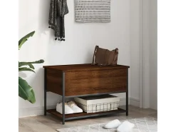 Banco de almacenaje de roble marrón 70x42,5x47 cm madera de ingeniería