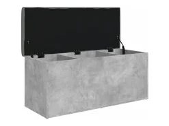 Banco de almacenaje gris hormigón 102x42x45 cm madera de ingeniería