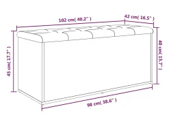 Banco de almacenaje gris hormigón 102x42x45 cm madera de ingeniería