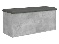 Banco de almacenaje gris hormigón 102x42x45 cm madera de ingeniería