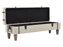 Banco de almacenaje Madera maciza y acero 111x34x37 cm