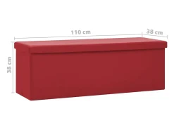 Banco de almacenaje plegable PVC rojo burdeos