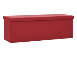 Banco de almacenaje plegable PVC rojo burdeos
