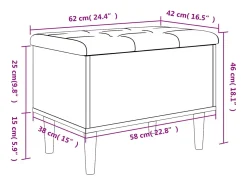 Banco de almacenaje roble ahumado 62x42x46 cm madera de ingeniería