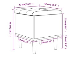 Banco de almacenaje roble ahumado 42x42x46 cm madera de ingeniería