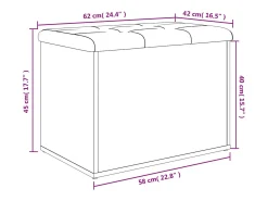 Banco de almacenaje Sonoma gris 62x42x45 cm madera de ingeniería