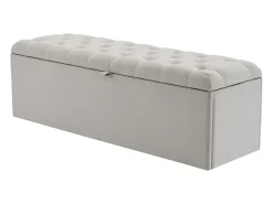 Banco de almacenaje tapizado con espacio de almacenaje - estructura de madera - lino gris claro 141x41,5x47 cm
