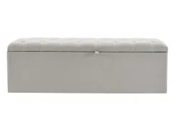 Banco de almacenaje tapizado con espacio de almacenaje - estructura de madera - lino gris claro 141x41,5x47 cm
