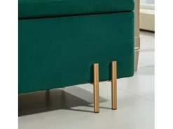 Banco de almacenaje tapizado, diseño moderno, poliéster y metal, verde, con arcón integrado (100x40x42cm)