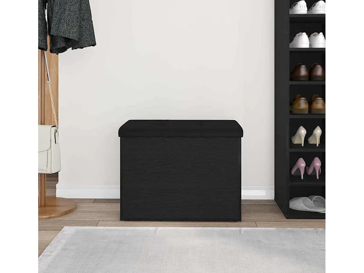 Banco de almacenamiento de roble negro 62 x 42 x 45 cm Madera de ingeniería