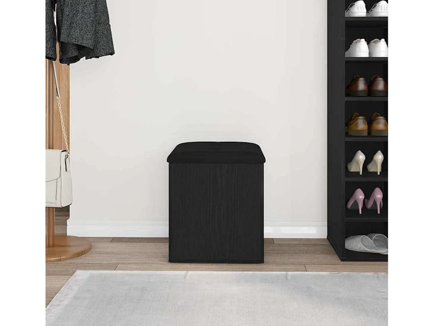 Banco de almacenamiento de roble negro 42 x 42 x 45 cm Madera de ingeniería