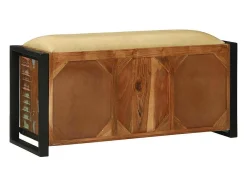 Banco de almacenamiento multicolor de madera maciza recuperada