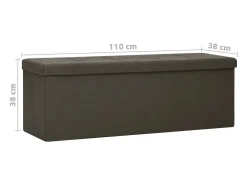 Banco de almacenamiento plegable de lino sintético marrón oscuro