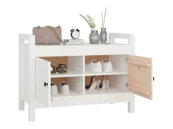 Banco de entrada blanco 80x40x60 cm Madera maciza de pino