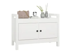 Banco de entrada blanco 80x40x60 cm Madera maciza de pino